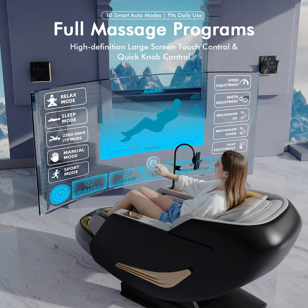 Massage Chair Full Body, Zero Gravity SL-Track Shiatsu Massage Chair 4D Built-in Rollers, Airbags, 10 Auto Modes, Yoga Stretch, Calfrest Extension, AI Control for Home & Office Relaxation, DarkGrey