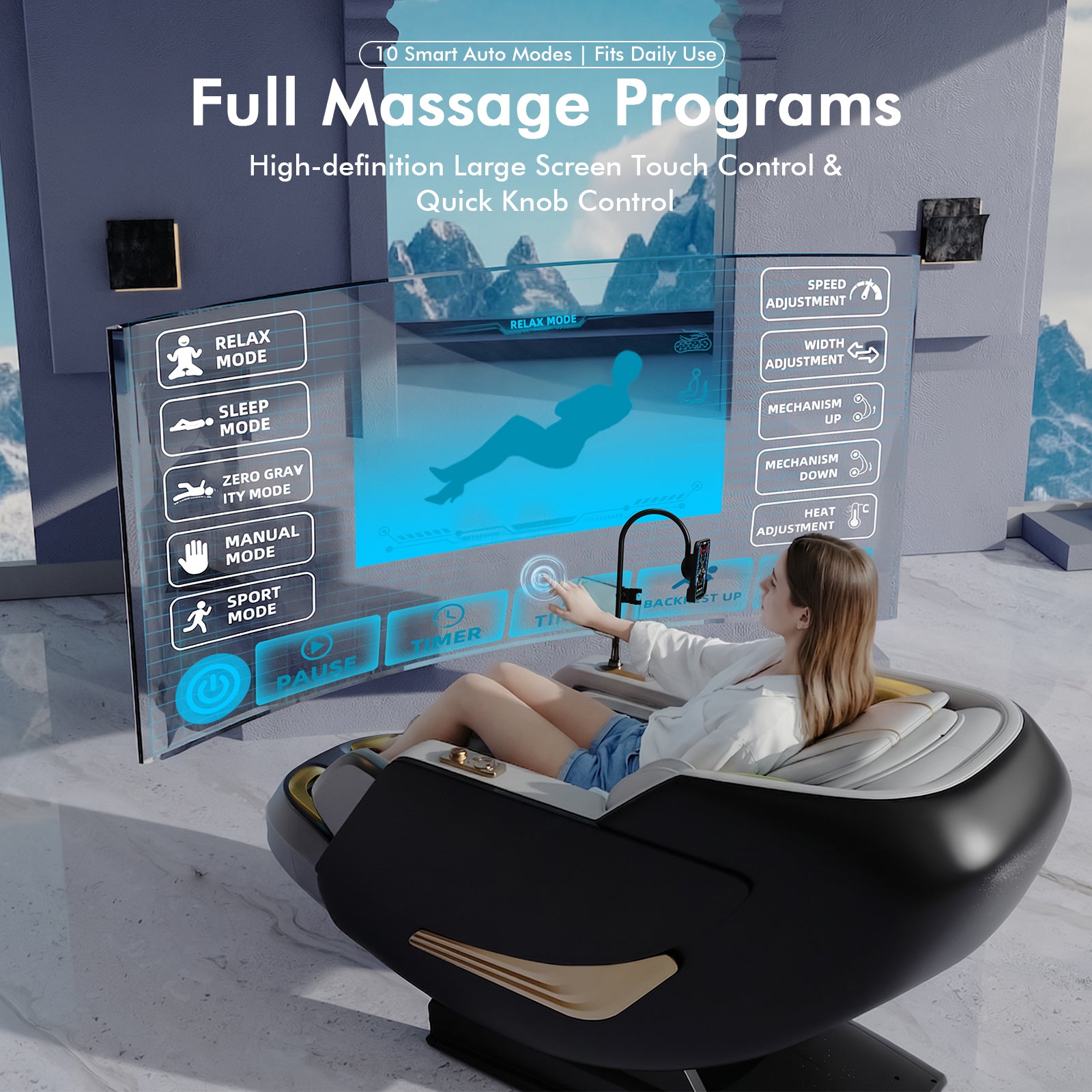 Massage Chair Full Body, Zero Gravity SL-Track Shiatsu Massage Chair 4D Built-in Rollers, Airbags, 10 Auto Modes, Yoga Stretch, Calfrest Extension, AI Control for Home & Office Relaxation, DarkGrey
