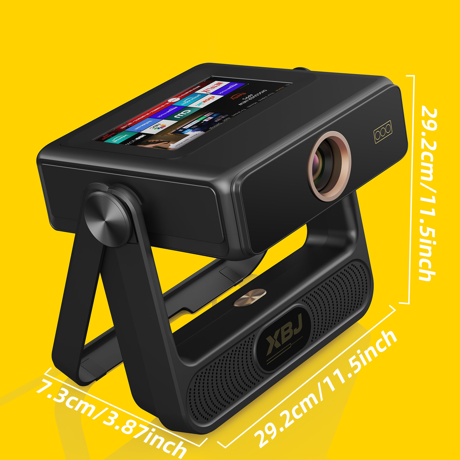 XBJ A5pro Touch Screen Smart Projector with WiFi 6 and Bluetooth 5.2, Built-in Apps, Support 4K, Outdoor Portable Projector with 180° Stand, Auto Focus, Movie Proyector for Bedroom/Home/Camping/Gaming/Home Theater/Backyard (Darkgray）