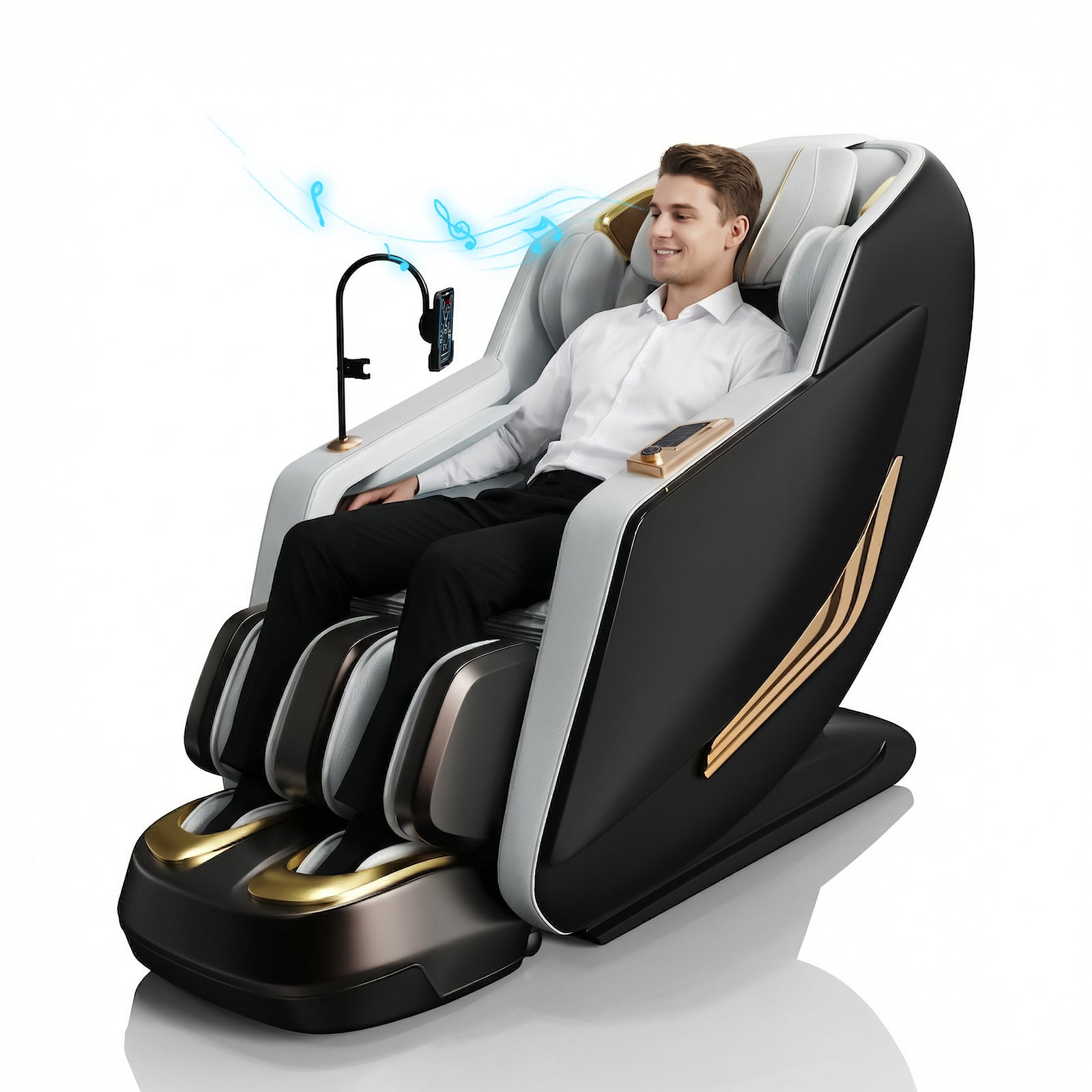 Massage Chair Full Body, Zero Gravity SL-Track Shiatsu Massage Chair 4D Built-in Rollers, Airbags, 10 Auto Modes, Yoga Stretch, Calfrest Extension, AI Control for Home & Office Relaxation, DarkGrey