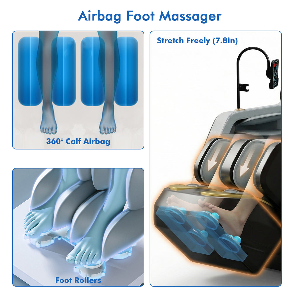 Massage Chair Full Body, Zero Gravity SL-Track Shiatsu Massage Chair 4D Built-in Rollers, Airbags, 10 Auto Modes, Yoga Stretch, Calfrest Extension, AI Control for Home & Office Relaxation, DarkGrey
