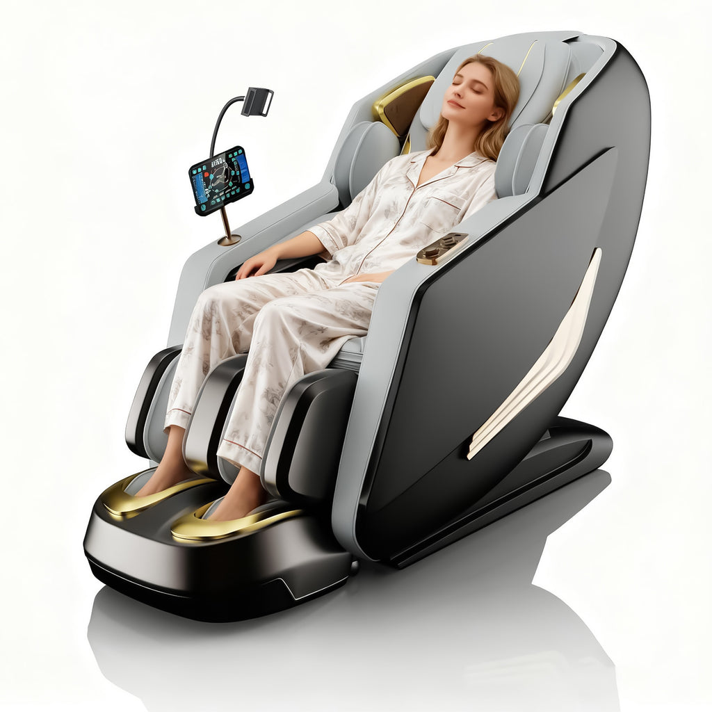 Massage Chair Full Body, Zero Gravity SL-Track Shiatsu Massage Chair 4D Built-in Rollers, Airbags, 10 Auto Modes, Yoga Stretch, Calfrest Extension, AI Control for Home & Office Relaxation, DarkGrey