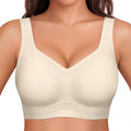 Jelly Bras for Women No Underwire, Plus Size Full Coverage Deep V Supportive Seamless Tshirt Bra, Adjustable Straps Lift (White, NY01)