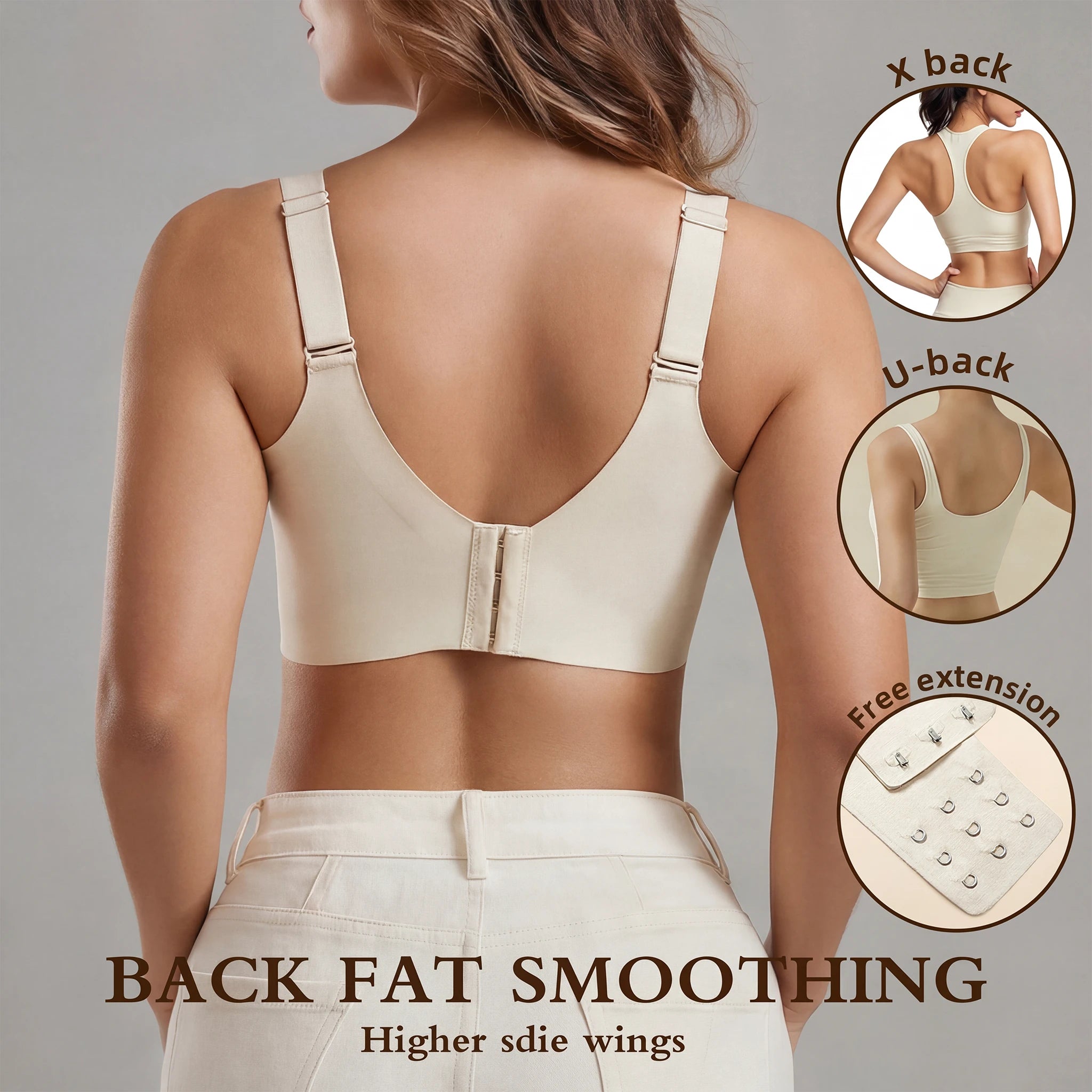 Jelly Bras for Women No Underwire, Plus Size Full Coverage Deep V Supportive Seamless Tshirt Bra, Adjustable Straps Lift (White, NY01)