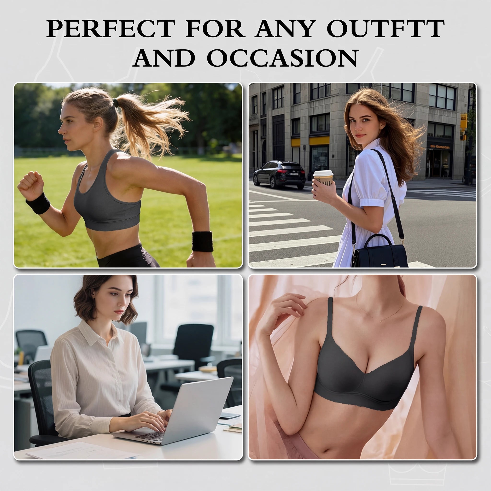 Jelly Bras for Women No Underwire, Plus Size Full Coverage Deep V Supportive Seamless Tshirt Bra, Adjustable Straps Lift (Black, NY01)