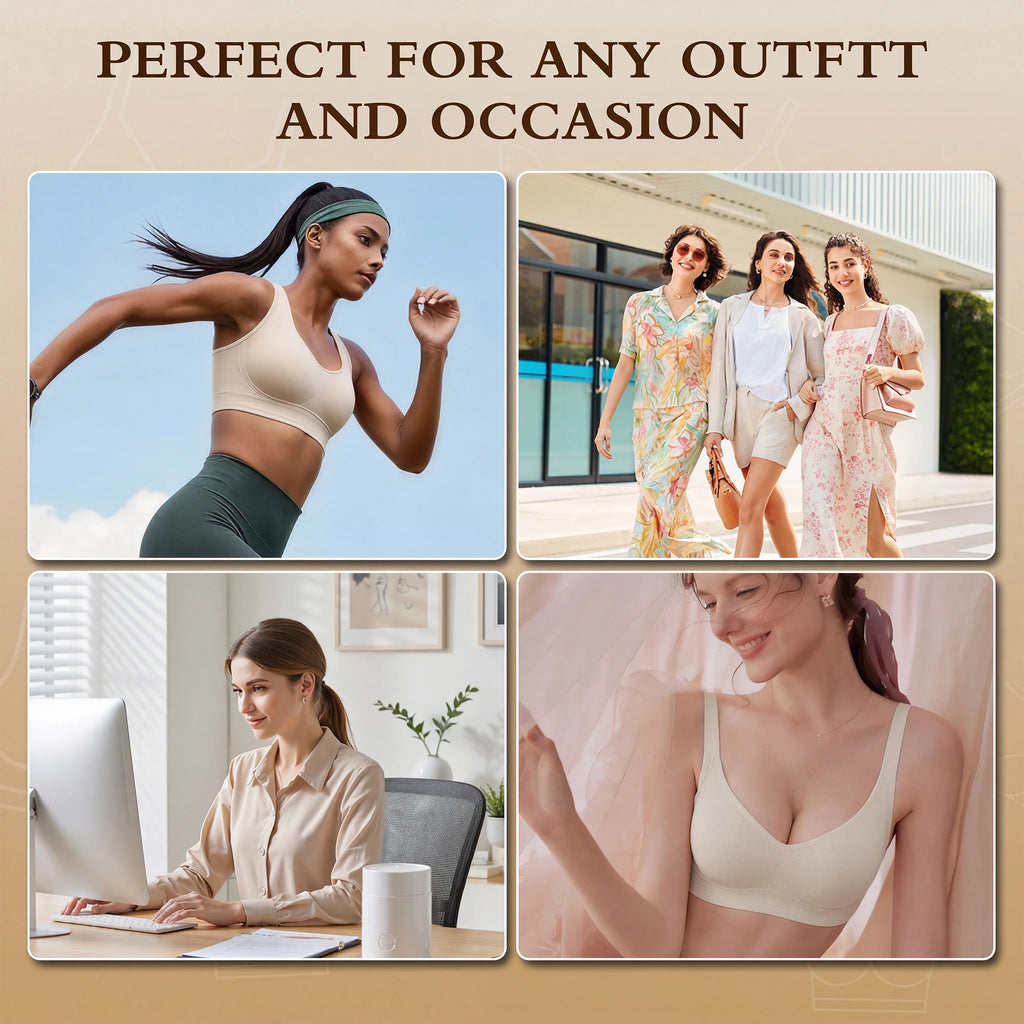 Jelly Bras for Women No Underwire, Plus Size Full Coverage Deep V Supportive Seamless Tshirt Bra, Adjustable Straps Lift (White, NY01)