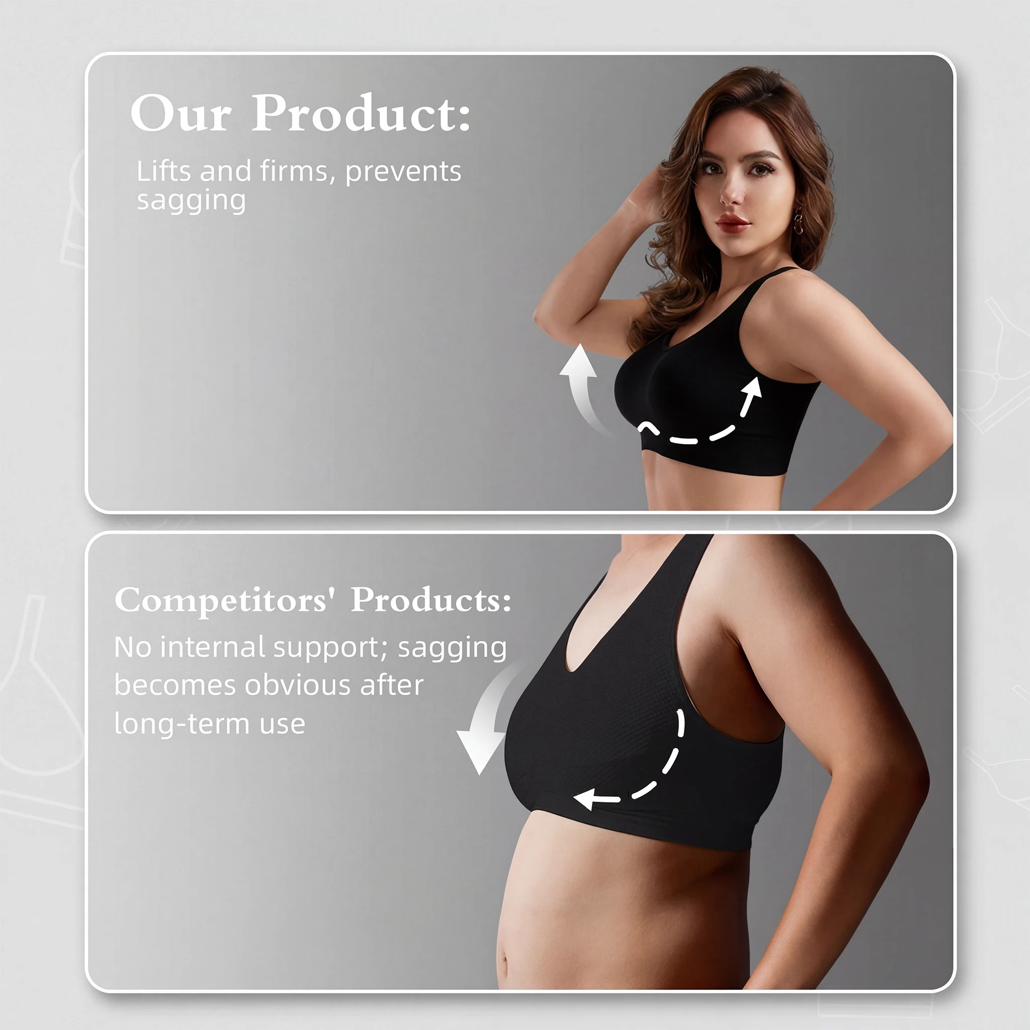 Jelly Bras for Women No Underwire, Plus Size Full Coverage Deep V Supportive Seamless Tshirt Bra, Adjustable Straps Lift (Black, NY01)