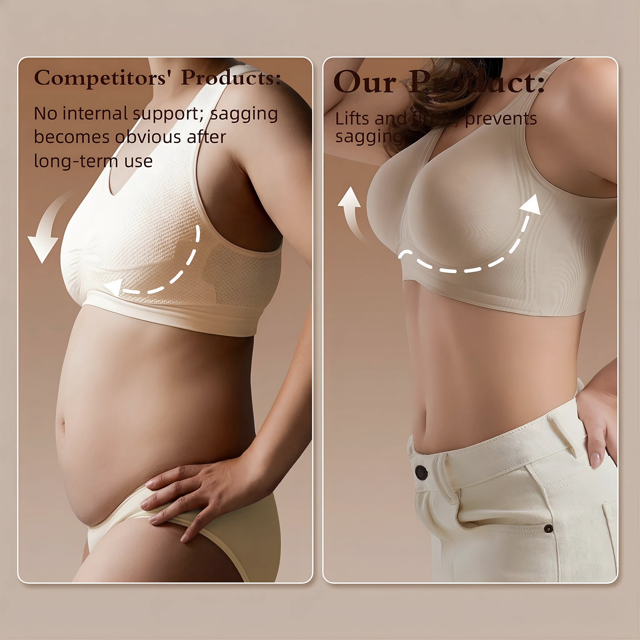 Jelly Bras for Women No Underwire, Plus Size Full Coverage Deep V Supportive Seamless Tshirt Bra, Adjustable Straps Lift (Nude, NY01)