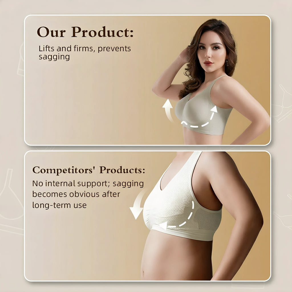 Jelly Bras for Women No Underwire, Plus Size Full Coverage Deep V Supportive Seamless Tshirt Bra, Adjustable Straps Lift (White, NY01)