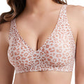 Stylish Leopard Print Jelly Bras for Women No Underwire, Deep V Full Coverage Seamless Supportive Everyday Bra(Leopard Print, Pink, NY02)