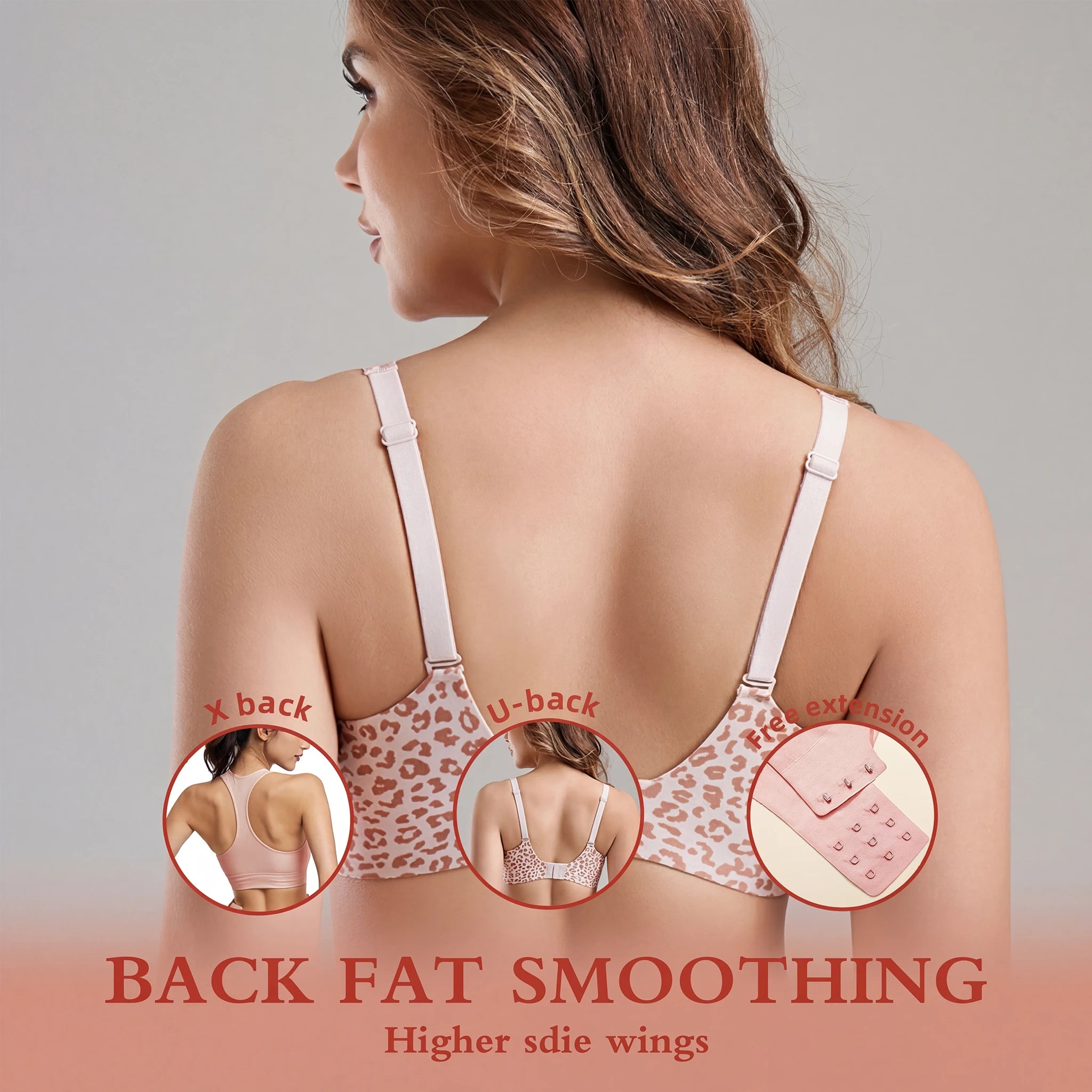 Stylish Leopard Print Jelly Bras for Women No Underwire, Deep V Full Coverage Seamless Supportive Everyday Bra(Leopard Print, Pink, NY02)
