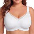 Jelly Bras for Women No Underwire, Lace Deep V Convertible U/X-Back Adjustable Straps Full Coverage Supportive Bra (White, NY04)