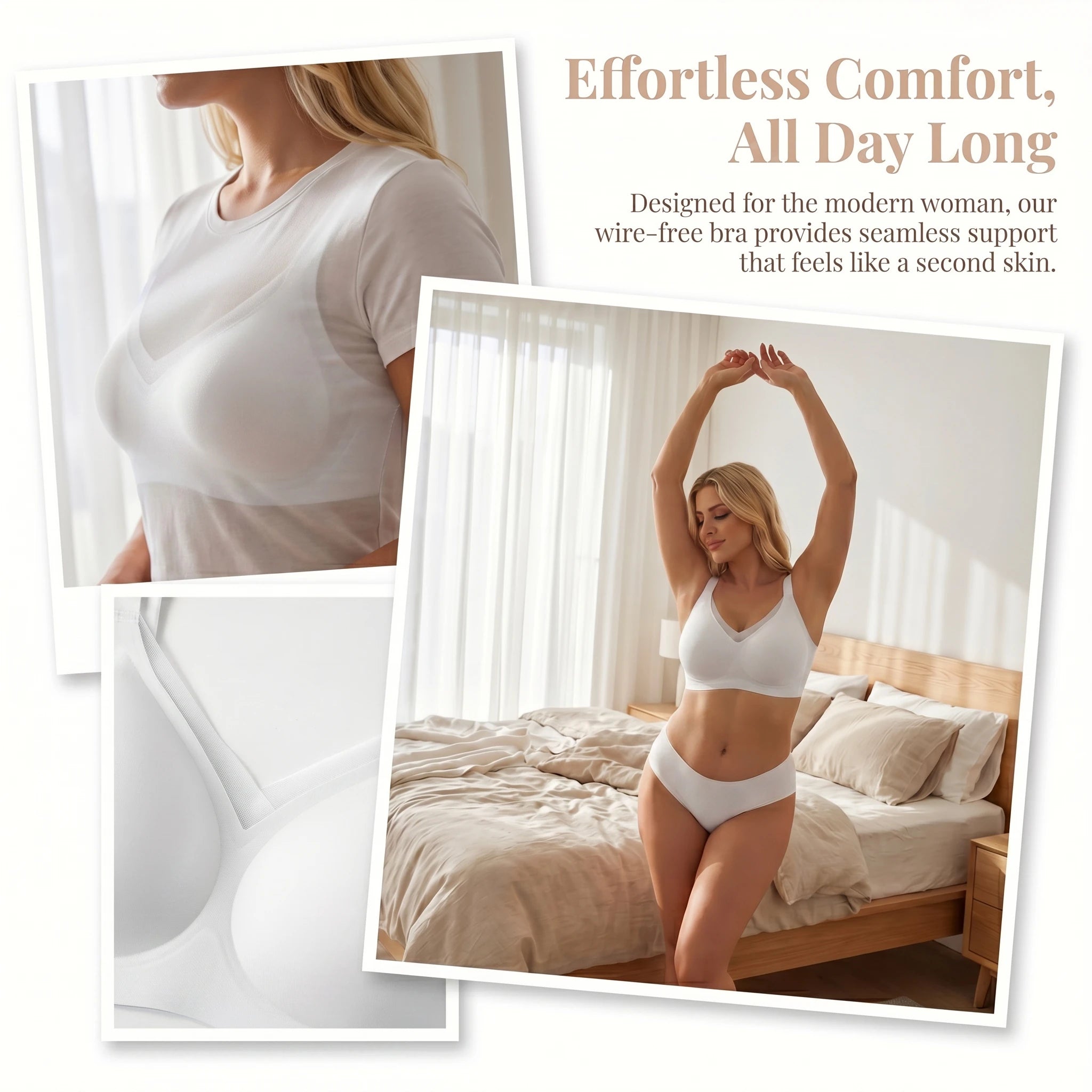 Jelly Bras for Women No Underwire, Lace Deep V Convertible U/X-Back Adjustable Straps Full Coverage Supportive Bra (White, NY04)