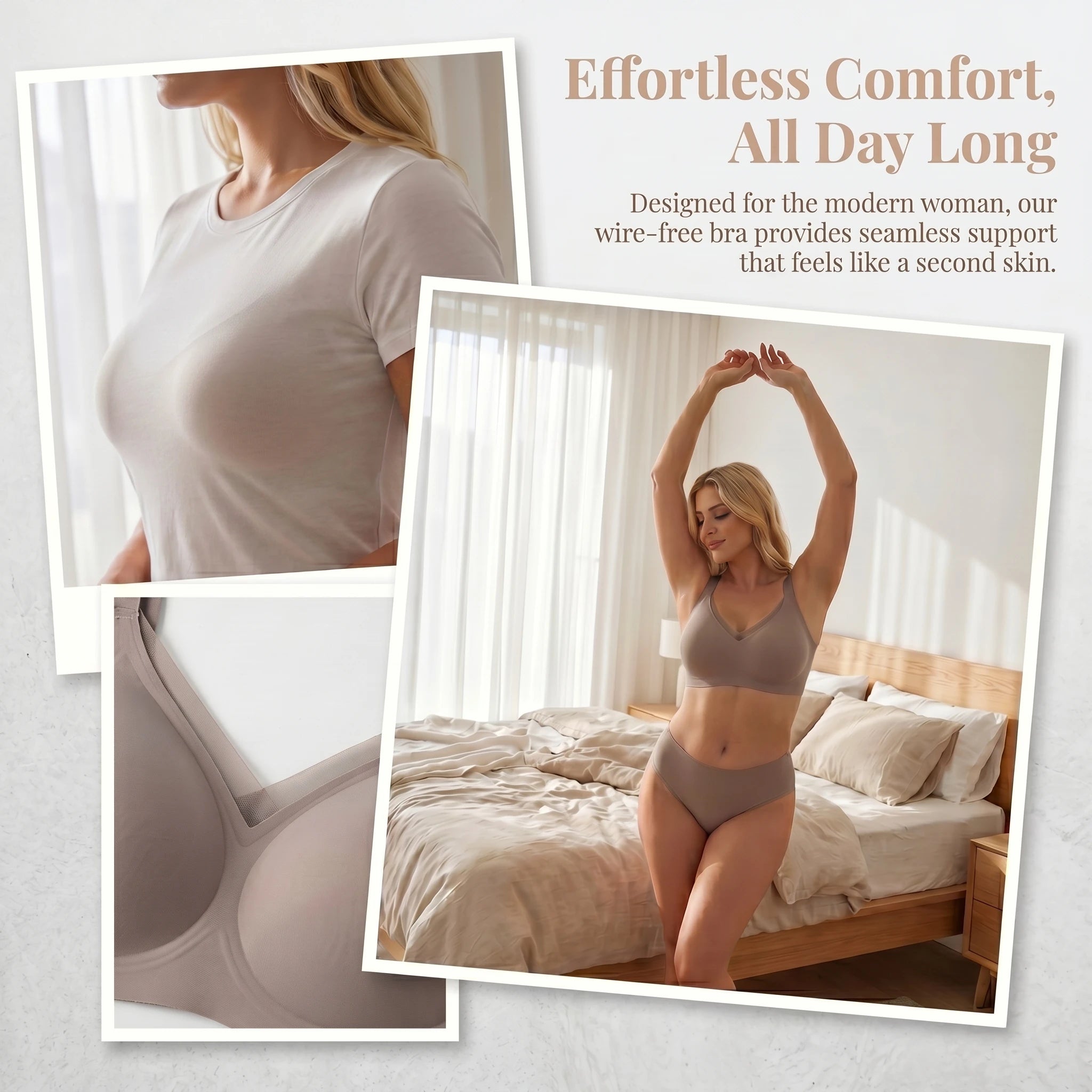 Jelly Bras for Women No Underwire, Lace Deep V Convertible U/X-Back Adjustable Straps Full Coverage Supportive Bra (Coffee, NY04)