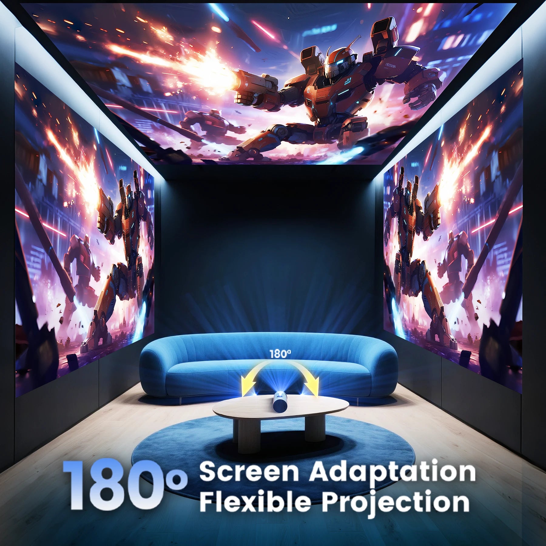 XBJ Portable Smart Projector WiFi 6 and Bluetooth 5.2, Built-in APPS, USB-C Powered, Auto Focus, Keystone, Compatible with HDMI/USB/Smartphone/TV Box/Laptop, Perfect for Bedroom/Office/Outdoor/Camping Use