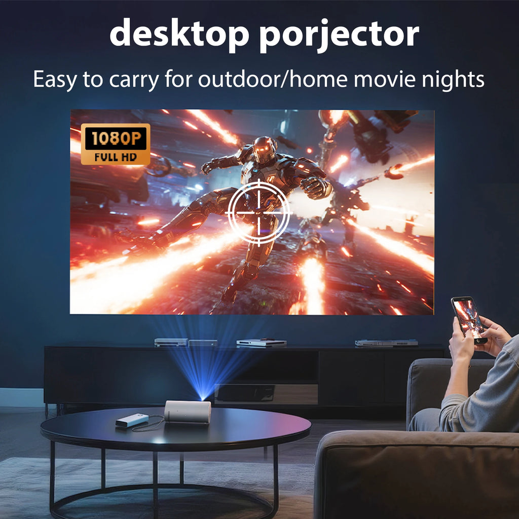 XBJ Portable Smart Projector WiFi 6 and Bluetooth 5.2, Built-in APPS, USB-C Powered, Auto Focus, Keystone, Compatible with HDMI/USB/Smartphone/TV Box/Laptop, Perfect for Bedroom/Office/Outdoor/Camping Use