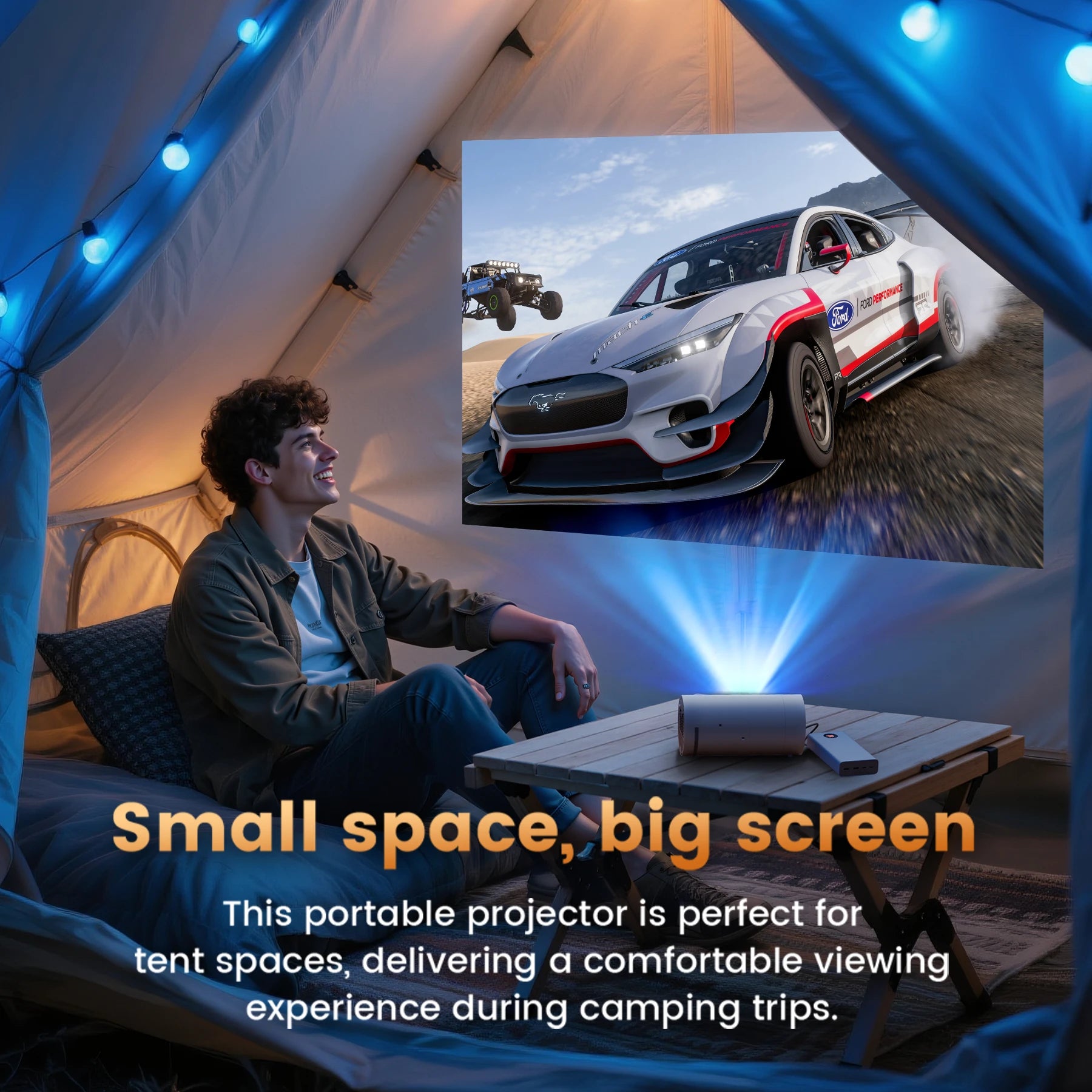 XBJ Portable Smart Projector WiFi 6 and Bluetooth 5.2, Built-in APPS, USB-C Powered, Auto Focus, Keystone, Compatible with HDMI/USB/Smartphone/TV Box/Laptop, Perfect for Bedroom/Office/Outdoor/Camping Use