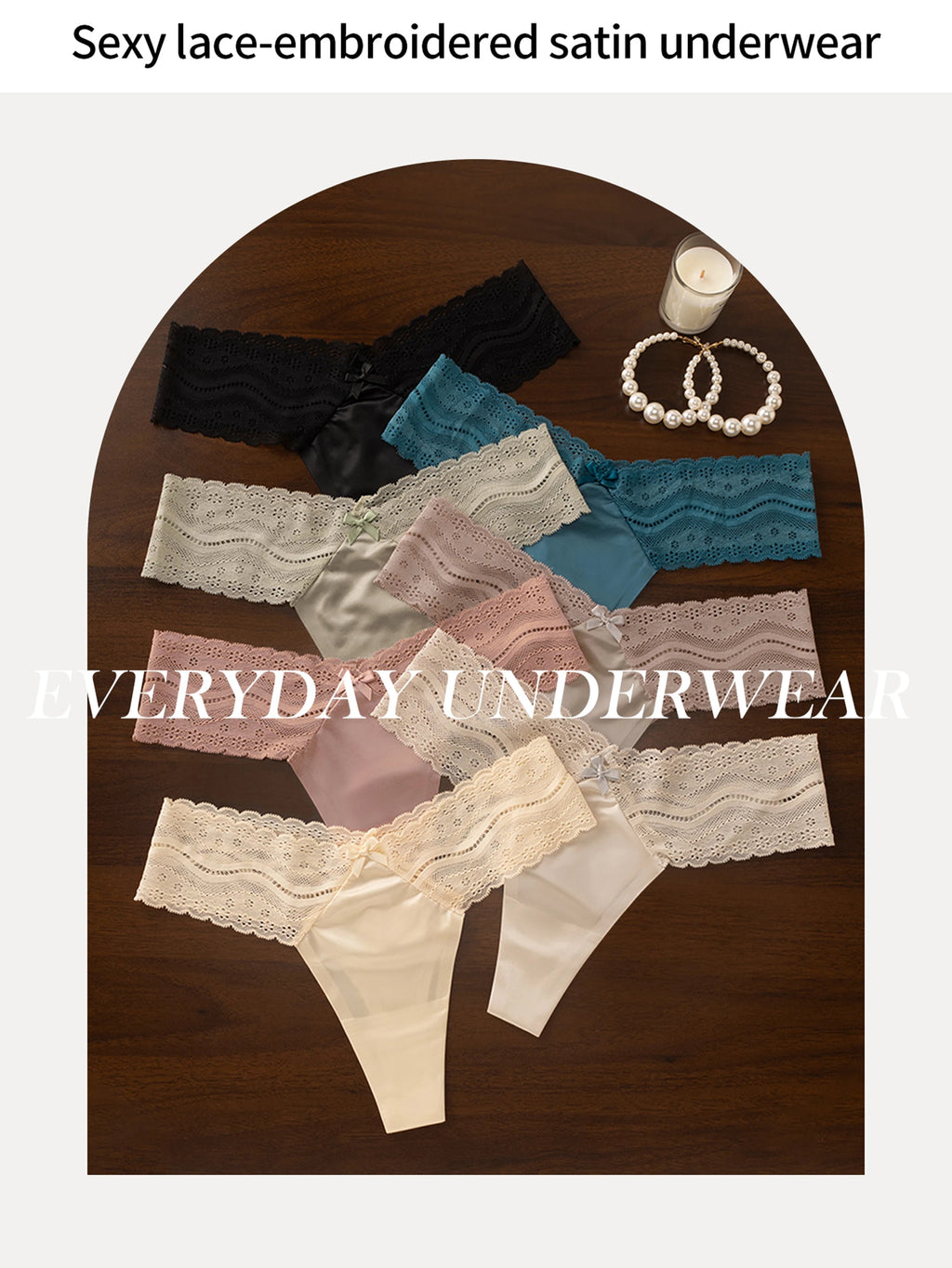 Lace Thongs for Women Breathable Comfort Sexy Womens Underwear Seamless Low Rise T Back Cheeky Ladies Panties 7 Pack